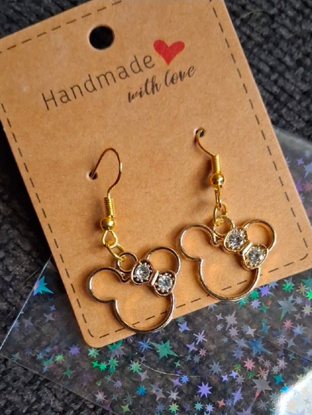 $8 Each Or Bundle 5/$20 Handmade Kids Gold Tone Minnie Mouse Inspired Earrings